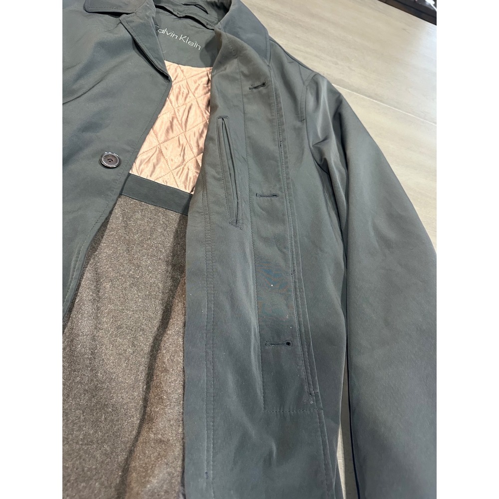 Calvin Klein Mens Car Coat Charcoal‎ Gray Removable Liner Trench Jacket Size XL - Picture 7 of 16